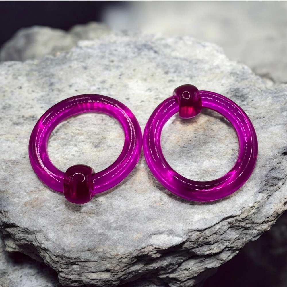 Pair 8g 1/2 Purple Acrylic Captive Bead Rings - Body Piercing Jewelry